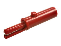 Crocodile clip; 27.259.1; red; 51mm; pluggable (4mm banana socket); 19A; 30V; nickel plated steel; Amass; RoHS