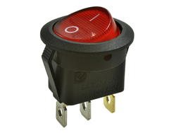 Przełącznik; klawiszowy (kołyskowy); KCD1-101N-8-R; ON-OFF; 1 tor; czerwony; podświetlenie neonówka 230V; czerwony; bistabilny; konektory 4,8x0,8mm; 20mm; 2 pozycje; 6A; 250V AC