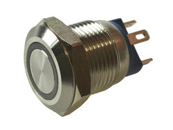 Przełącznik; przyciskowy; GQ12AF-10J/E/G/5V/S; OFF-(ON); 1 tor; podświetlenie LED 5V; zielony; ring; monostabilny; na panel; 2A; 36V DC; 12mm; IP67; Onpow; RoHS