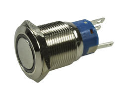 Przełącznik; przyciskowy; PB-M19-03ZY; ON-ON; 1 tor; podświetlenie LED 12V; żółty; ring; bistabilny; na panel; 5A; 250V AC; 19mm; IP65; RoHS