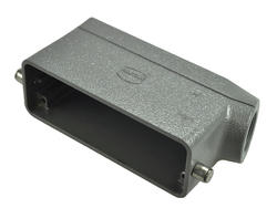Connector housing; Han A; 19300241541; 24B; metal; angled 45°; for cable; entry for M25 cable gland; for single locking lever; one side cable entry; grey; IP65; Harting; RoHS