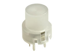 Tact switch; 12mm; 14,3mm; KS01-BLV-3 LED; 12,8mm; through hole; 4 pins; clear; round shape; OFF-(ON); LED 5V backlight; green; 10mA; 35V DC; 130gf; Highly; RoHS