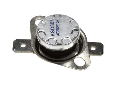 Thermostat; bimetallic; KSD301A-A324h; NC; 90°C; 10A; 250V AC; Metal diameter 16x20mm with moving bracket; 6,3mm horizontal connectors; bakelite; Bochen; RoHS