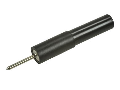 Connecting plug; Elektro-PJP; ADA32/1.4-SW; needle 1,4mm / banana socket 4mm; black; 55mm; 10A; 70V; nickel plated brass; RoHS