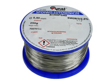 Soldering wire; 0,5mm; reel 0,25kg; LC60/0,50/0,25; lead; Sn60Pb40; Cynel; wire; SW26/3/2.5%; solder tin