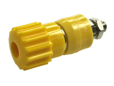 Binding post; 4mm; RG209 GE; M5; yellow; 25A; 60V; 40mm; RoHS