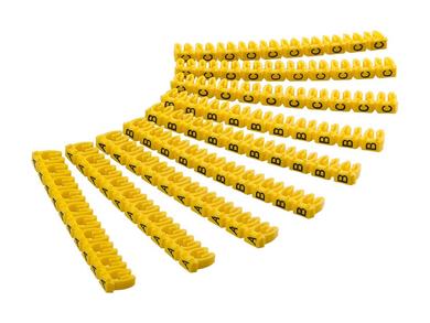 Cable marker; W-ODK-3/30; yellow; plastic; letter; push-in; 10x9 (3xA;3xB;3xC); 1,5/2,5mm; Goobay; RoHS