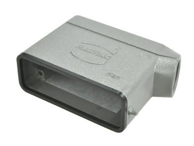 Obudowa złącza; Han A; 09200161541; 16A; metal; kątowe 90°; na przewód; wyjście na dławnicę PG16; do 1 klamry; 1 boczne wyjście przewodu; szary; IP65; Harting; RoHS