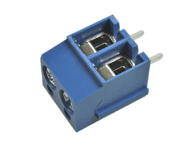 Terminal block; XY305A-02P 5.0mm; AK120; 2 ways; R=5,00mm; 12,5mm; 17,5A; 250V; through hole; straight; square hole; cross screw; screw; horizontal; 2,5mm2; blue; Xinya; RoHS