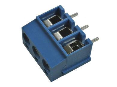 Terminal block; XY305A-03P 5.0mm; AK120; 3 ways; R=5,00mm; 12,5mm; 17,5A; 250V; through hole; straight; square hole; slot screw; screw; horizontal; 2,5mm2; blue; Xinya; RoHS