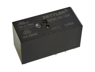 Relay; electromagnetic miniature; AZ762-1CE-12DE; 12V; DC; SPDT; 16A; 250V AC; PCB trough hole; for socket; Zettler; RoHS