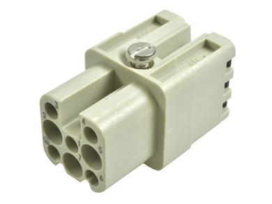 Socket; Han D; 09210072732; 7 ways; 3A; polycarbonate; straight; crimped; 10A; 250V; grey; silver plated; IP65; Harting; RoHS