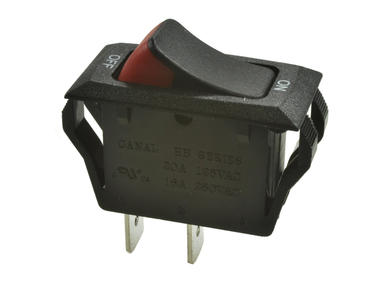 Switch; rocker; HB110C7NBBRA; ON-OFF; 1 way; black; no backlight; bistable; 6,3x0,8mm connectors; 13,8x28,6mm; 2 positions; 16A; 250V AC; Canal