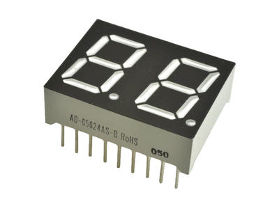 Display; LED; AD-05624AS-B/84; double; red; cathode; 7-segment; 14,2mm; 25mm; 19mm; Background colour: black; 6mcd; 640nm; 10mA; 5V