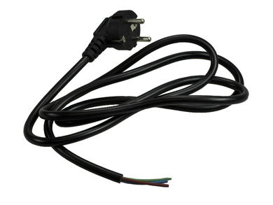 Cable; power supply; KZ-3WK; CEE 7/7 angled plug; wires; 1,5m; black; 3 cores; 0,75mm2; PVC; round; stranded; Cu; RoHS