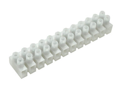 Terminal block; feed through strip; 6200-12P-9S; 12 ways; R=8,00mm; 12,7mm; 17,5A; 450V; for cable; straight; round hole; slot screw; screw; horizontal; 1,5mm2; white; KLS; RoHS