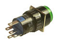 Switch; push button; LAS1-AY-11/G/6V; ON-(ON); green; LED 6V backlight; green; solder; 2 positions; 5A; 250V AC; 16mm; 30mm; Onpow