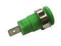 Banana socket; 4mm; 24.302.4; green; safe; 6,3mm connector; 32mm; 32A; 1000V; nickel plated brass; PA; Amass; RoHS; 2.203
