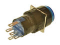 Przełącznik; przyciskowy; LAS1-AY-11/B/6V; ON-(ON); niebieski; podświetlenie LED 6V; niebieski; do lutowania; 2 pozycje; 5A; 250V AC; 16mm; 30mm; Onpow