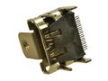 Socket; HDMI HD3; G/HDMI/HD3; HDMI; silver; surface mount; screw; angled 90°; solder