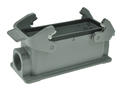 Connector housing; Han A; 19300241231; 24B; metal; for cable; for panel; entry for M25 cable gland; low profile; with double locking levers; one side cable entry; grey; IP65; Harting; RoHS
