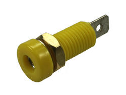 Banana socket; 4mm; 24.244.3; yellow; 6,3mm connector; 29,5mm; 24A; 60V; zinc plated brass; ABS; Amass; RoHS