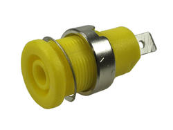 Banana socket; 4mm; 24.306.3; yellow; 4,8mm connector; 23,5m; 32A; 1kV; zinc plated brass; ABS; Amass; RoHS