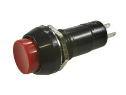 Przełącznik; przyciskowy; PS11BRD; OFF-(ON); czerwony; bez podświetlenia; do lutowania; 2 pozycje; 1A; 125V AC; 12mm; 29mm; Ninigi