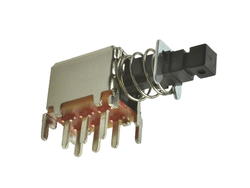 Przełącznik; isostat; PS908NN-22; ON-(ON); czarny; bez podświetlenia; przewlekany (THT); kątowy; 2 pozycje; 0,3A; 50V DC; raster 3x3,2mm; 12mm; Canal