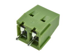 Terminal block; XY128VA-5.08-2P; AK128; 2 ways; R=5,08mm; 14,1mm; 15A; 250V; through hole; straight; lift type; square hole; cross screw; screw; horizontal; 2,5mm2; green; Xinya; RoHS