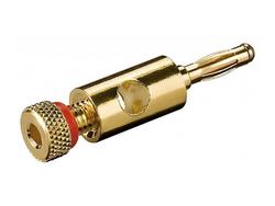 Banana plug; 4mm; W-WB-4-R; uninsulated/red ring; 43m; screwed; gold plated brass; Goobay; RoHS