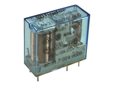 Przekaźnik; elektromagnetyczny miniaturowy; 40.31.7.024.0000; 24V; DC; 1 styk przełączny; 10A; 250V AC; do druku (PCB); do gniazda; Finder; RoHS