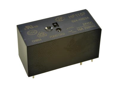 Przekaźnik; elektromagnetyczny miniaturowy; HF115F-024-1HS3A (JQX115); 24V; DC; 1 styk zwierny; 16A; 250V AC; do gniazda; do druku (PCB); Hongfa; RoHS