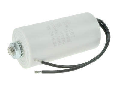 Capacitor; motor; 10uF; 450V AC; C61-450VAC-10uF 5%; fi 35x70mm; with cable; screw with a nut; S-cap; RoHS