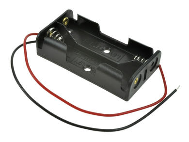 Battery holder; BC203; 2xR6(AA); with 150mm cable; black; KLS; R6 AA