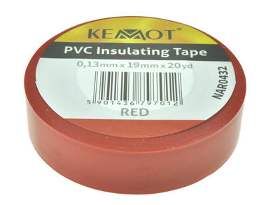 Tape; insulation; TISR20Y19MM; 20Y; 19mm; 0,13mm; red; KEMOT; self-adhesive
