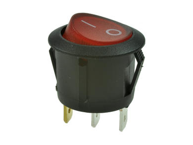 Switch; rocker; R17-3BLP; ON-OFF; 1 way; red; neon bulb 230V backlight; red; bistable; 4,8x0,8mm connectors; 20mm; 2 positions; 6A; 250V AC; Highly
