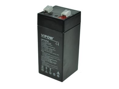 Akumulator; kwasowy bezobsługowy AGM; LP4.9-4; 4V; 4,9Ah; 43x43x100mm; konektor 4,8 mm; VIPOW; 0,5kg