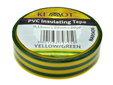 Tape; insulation; TISYGR20Y19MM; 20Y; 19mm; 0,13mm; yellow-green; KEMOT; self-adhesive