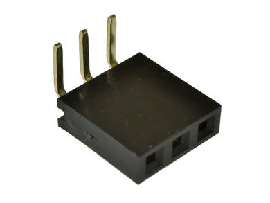 Socket; pin; PBS03R; 2,54mm; black; 1x3; angled 45°; 8,5mm; 3mm; through hole; gold plated; RoHS