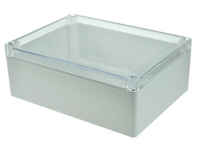 Obudowa; uniwersalna; G2120C; poliwęglan; 200mm; 150mm; 75mm; IP65; jasnoszary; przezroczysta pokrywa; tłoczona pokrywa; Gainta; RoHS