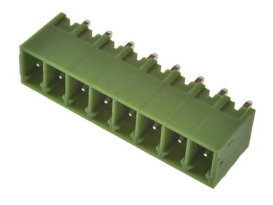 Łączówka; XY2500V-E-08P3.81; 8 torów; R=3,81mm; 9,1mm; 8A; 125V; przewlekany (THT); proste; zamknięta; zielony; Xinya; RoHS