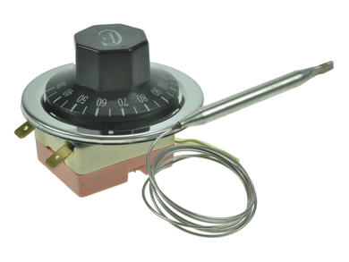 Thermostat; with capillary; BT-KAP110; NC; 30...+110°C; 16A; 250V AC; capillary fi 6x73mm; length 800mm; 6,3mm horizontal connectors