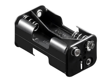 Battery holder; G24; 4xR6(AA); battery clip; container; black; R6 AA