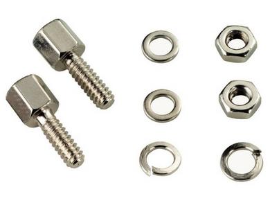 Set of screws; D-Sub; Canon-13,5; straight; UNC4-40 thread; with nuts and washers; steel; screwed; RoHS