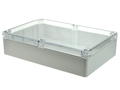 Enclosure; multipurpose; G218C; polycarbonate; 222mm; 146mm; 55mm; IP65; light gray; transparent lid; Gainta; RoHS