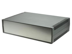 Enclosure; for instruments; desktop; G735AV; ABS; 300mm; 200mm; 75mm; dark gray; aluminum ends; venting holes; Gainta; RoHS