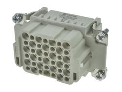 Socket; Han DD; 09160423101; 42 ways; 10B; polycarbonate; straight; for cable; crimped; 10A; 250V; white; Harting; RoHS