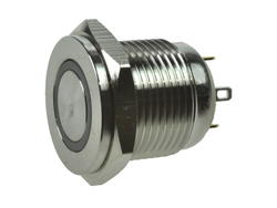 Przełącznik; przyciskowy; GQ16PF-10E/J/R/24V/S; OFF-(ON); 1 tor; podświetlenie LED 24V; czerwony; ring; monostabilny; na panel; 2A; 36V DC; 16mm; IP65; Onpow; RoHS