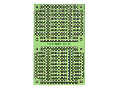 Circuit board; multipurpose; UM-34; 472; 49x80; 2,54mm; drilled; 1pcs.; green